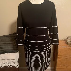 Calvin Klein black & white striped sheath dress 14